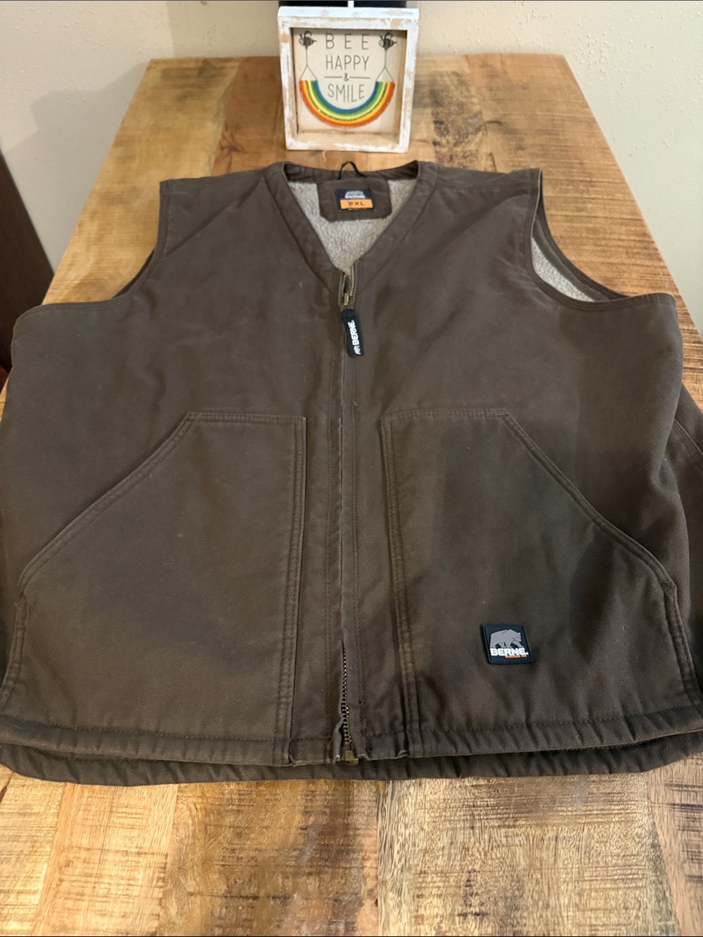 Berne Men's Brown Work Vest with Zip Front